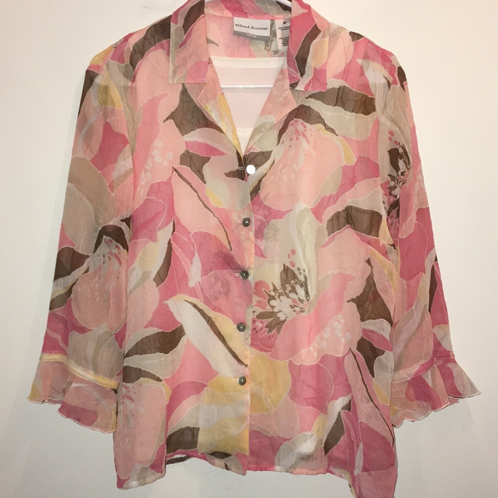 ALFRED DUNNER LAYERED FLORAL BLOUSE